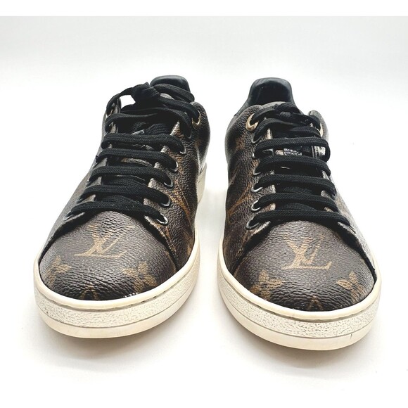Louis Vuitton Frontrow Sneakers Brown Monogram Low Top Lace Up Shoes EU 37 US 7 - Picture 6 of 14